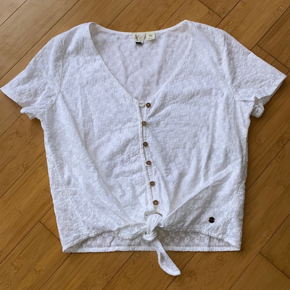 NWOT Roxy XS White cotton summer tie top - Picture 1 of 6
